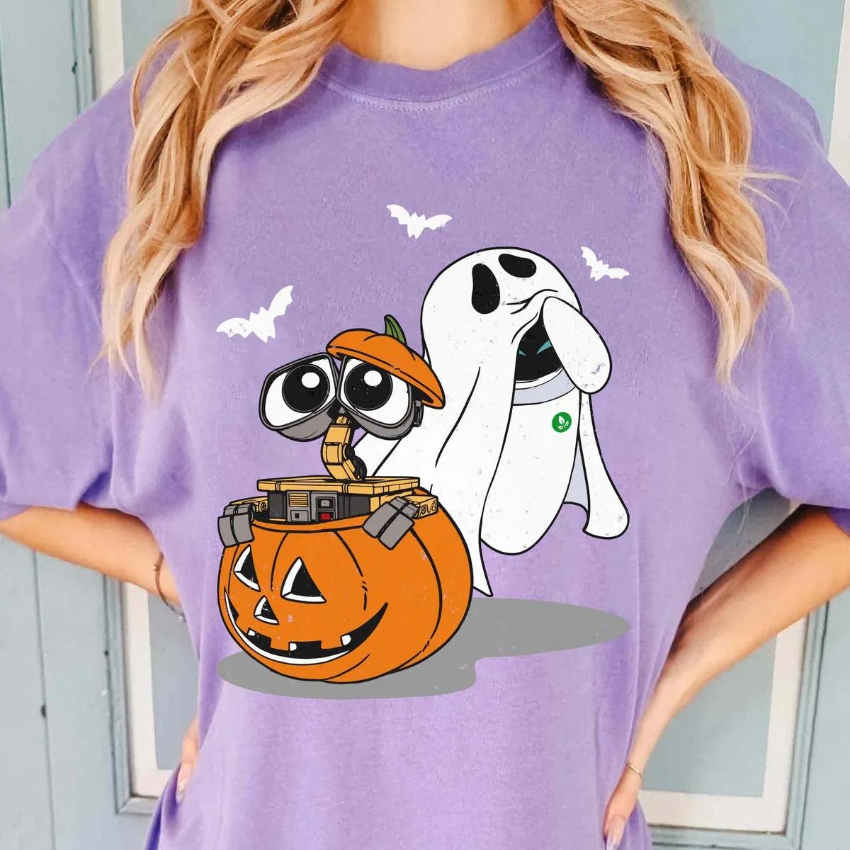 Wall E And Eve Pumpkin Boo Ghost Shirt 6