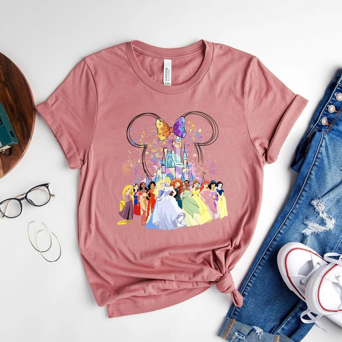 Watercolor Disney Princess Shirt 2 1