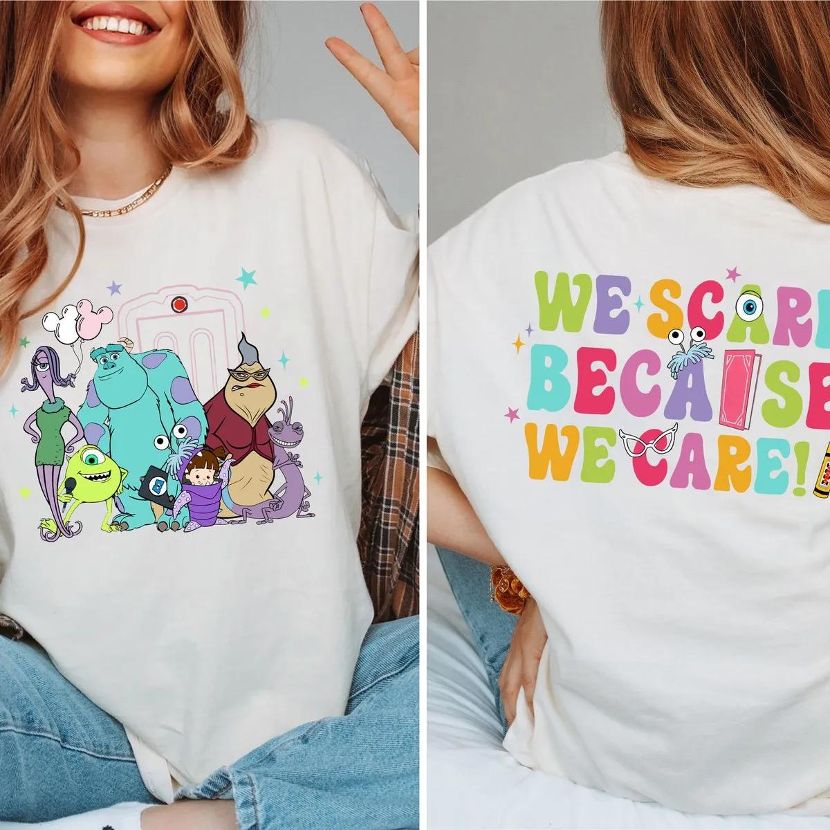 We Scare Because We Care Monster Inc Mike And Sulley Family Matching Shirt 1