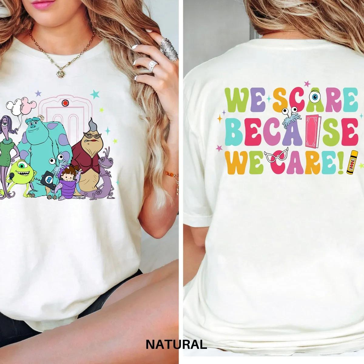 We Scare Because We Care Monster Inc Mike And Sulley Family Matching Shirt 2