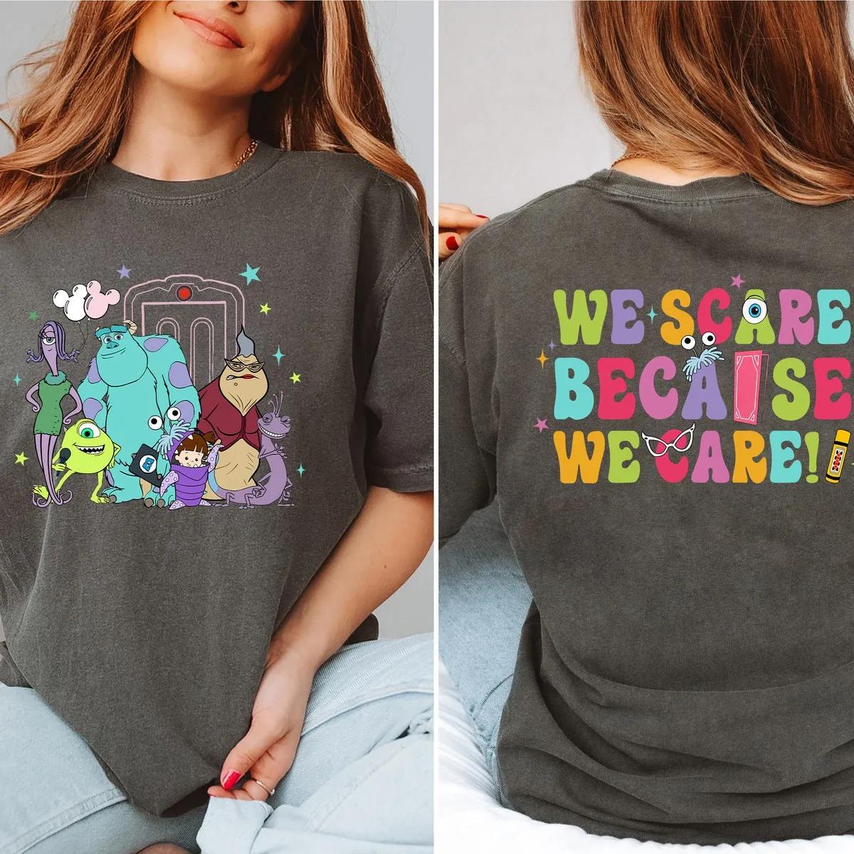 We Scare Because We Care Monster Inc Mike And Sulley Family Matching Shirt 3