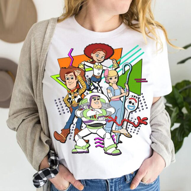 Woody Jessie Bo Peep Buzz Shirt Disney Toy Story Characters Squad Tee 2 645x645