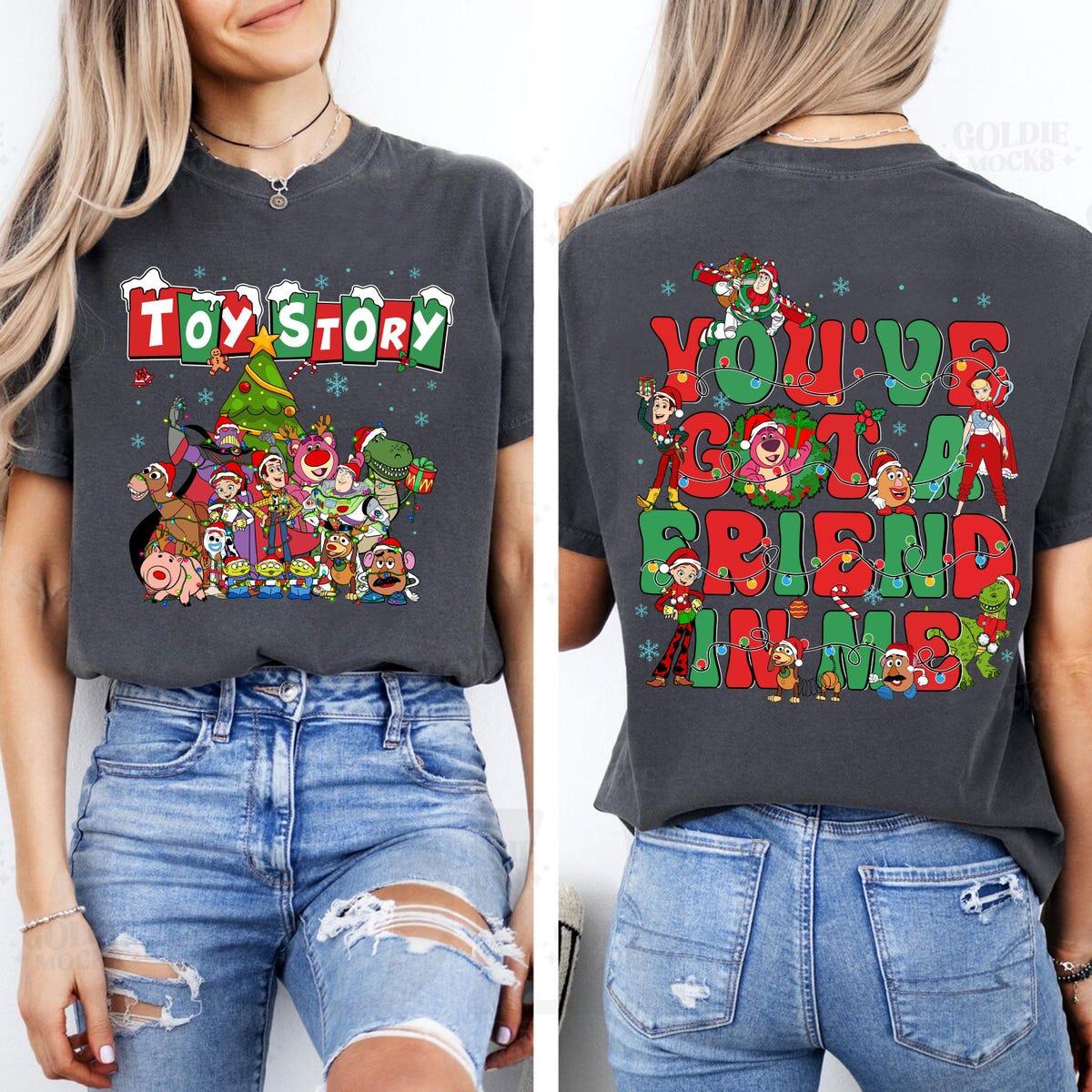 2 sided Disney Toy Story Group Christmas Lights Shirt 2