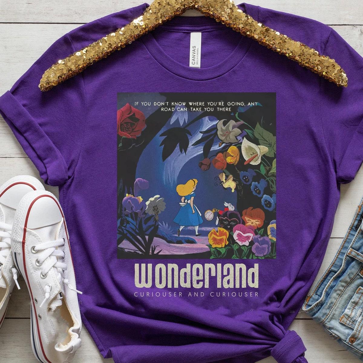 Alice In Wonderland Curiouser And Curiouser Floral Poster Shirt 4