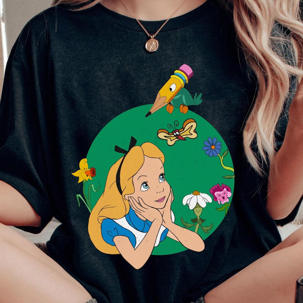 Alice With Pencil Bird Magic Flowers Shirt 1