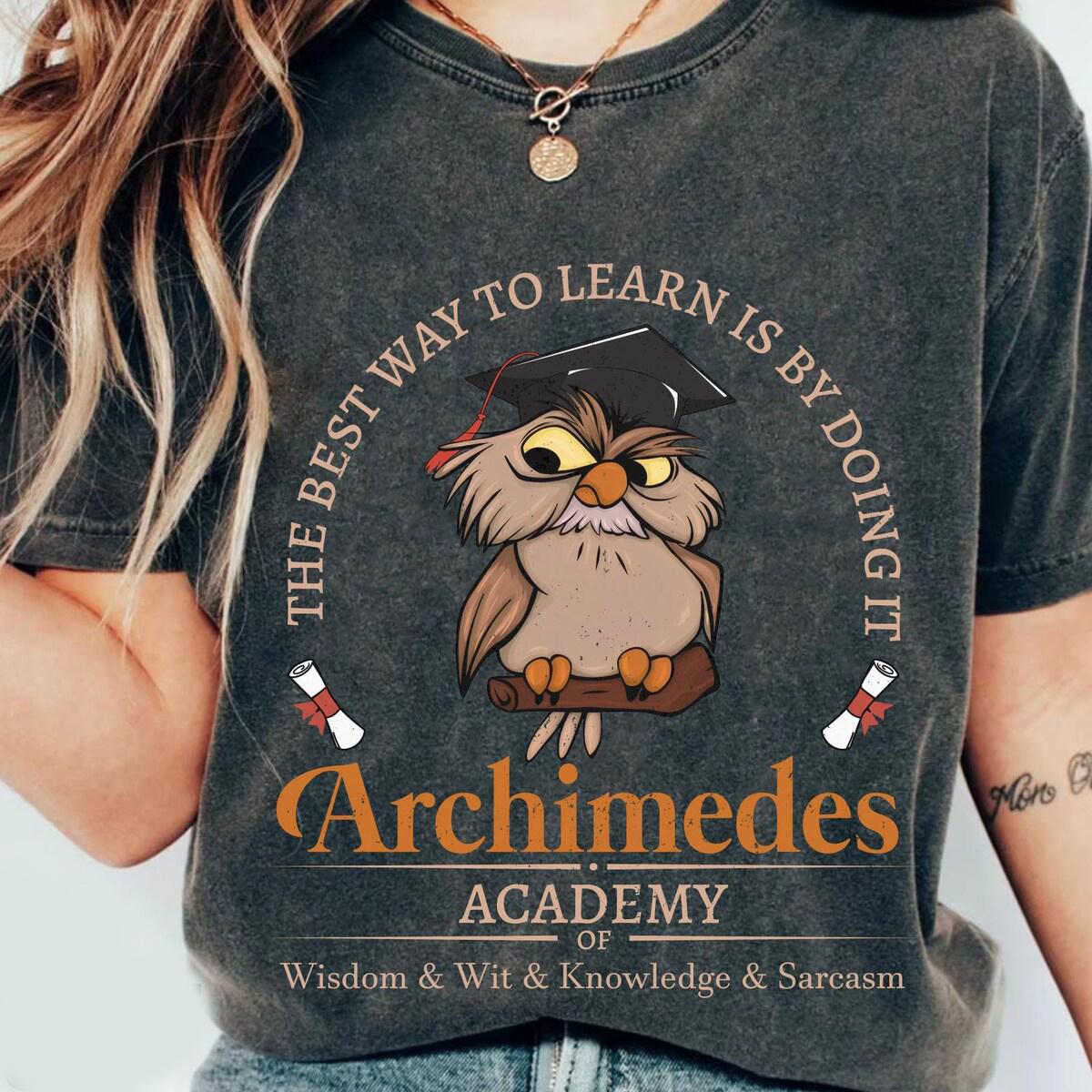 Archimedes Academy Knowledge Sarcasm Sword In The Stone Owl Shirt 2