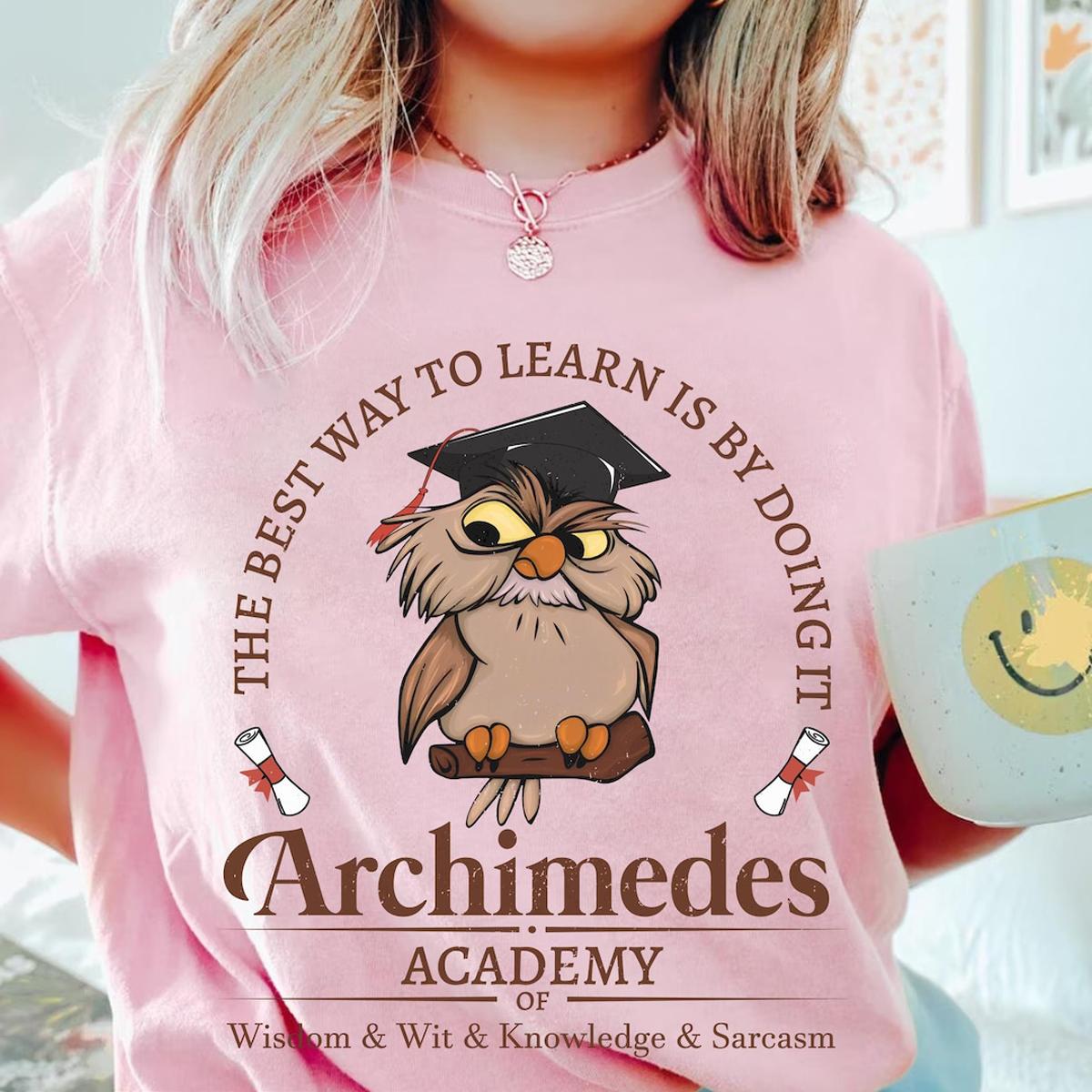 Archimedes Academy Knowledge Sarcasm Sword In The Stone Owl Shirt 3