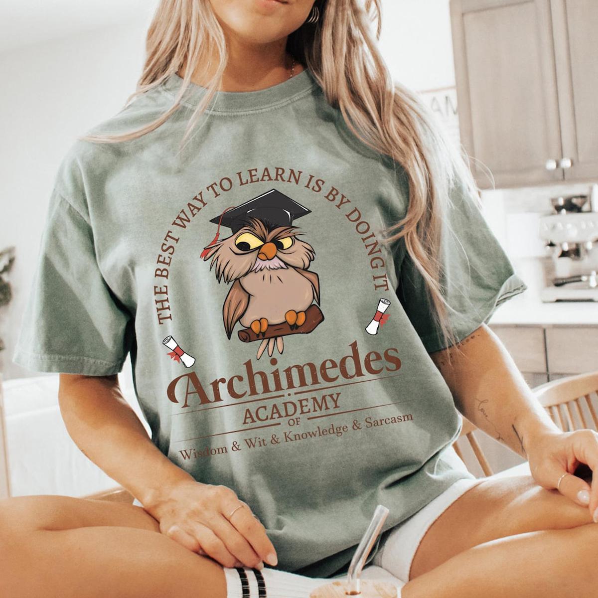 Archimedes Academy Knowledge Sarcasm Sword In The Stone Owl Shirt 4