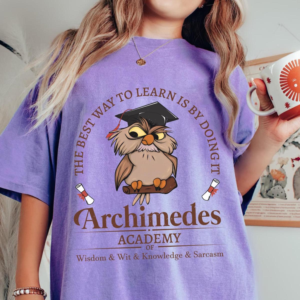 Archimedes Academy Knowledge Sarcasm Sword In The Stone Owl Shirt 6