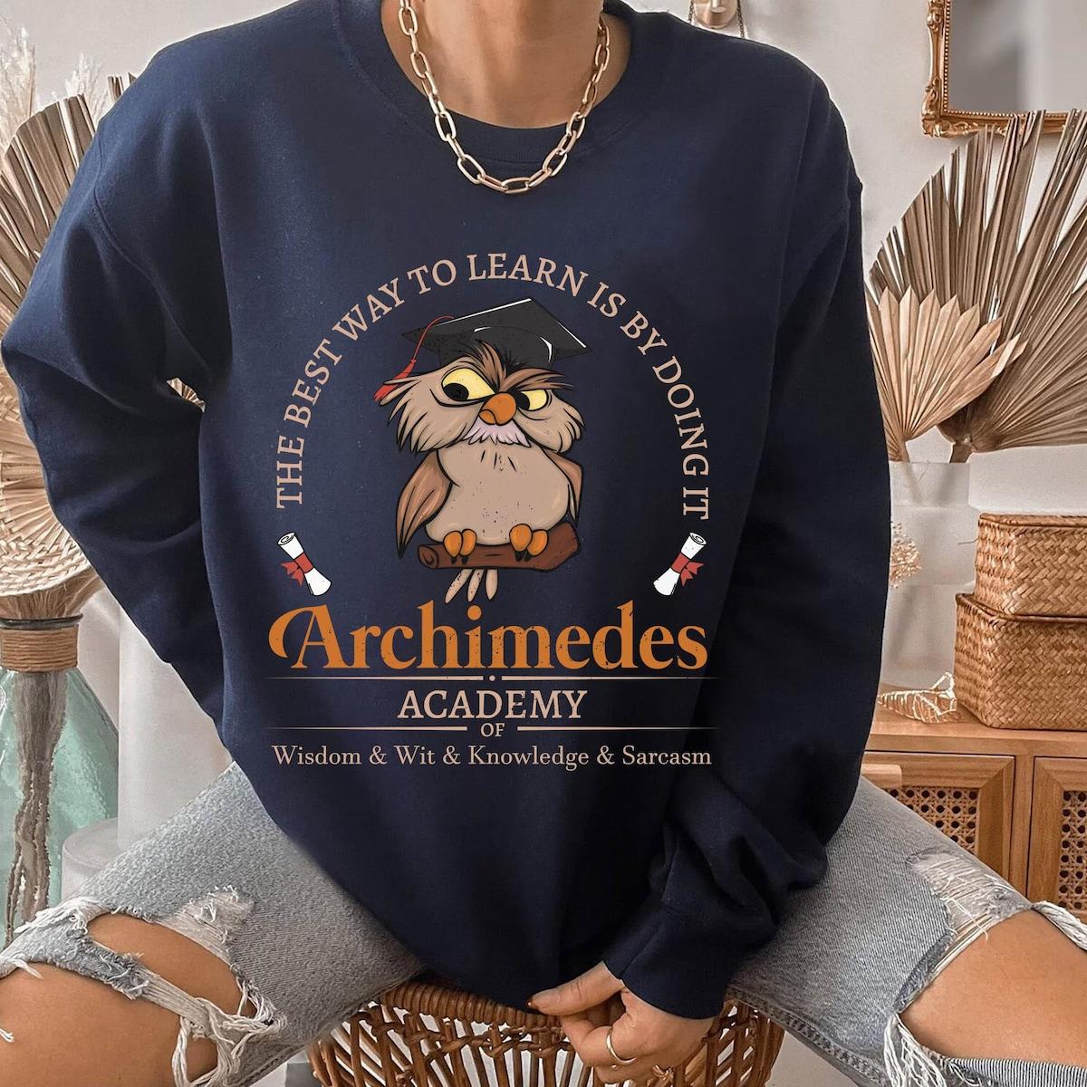 Archimedes Academy Knowledge Sarcasm Sword In The Stone Owl Shirt 7