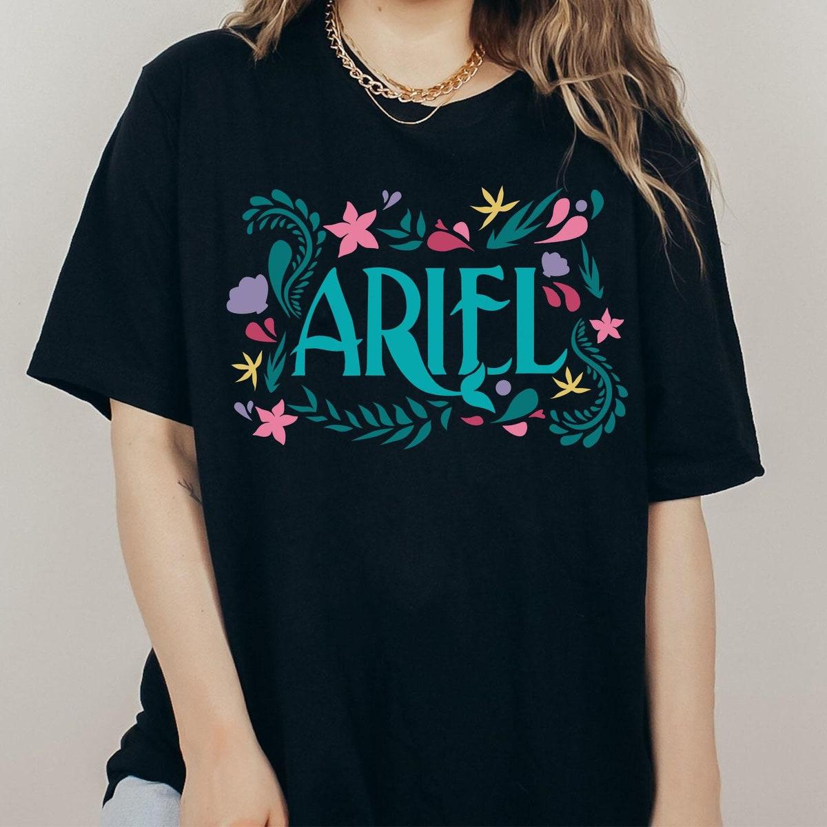 Ariel Princesses Floral Flowers The Little Mermaid Shirt 1