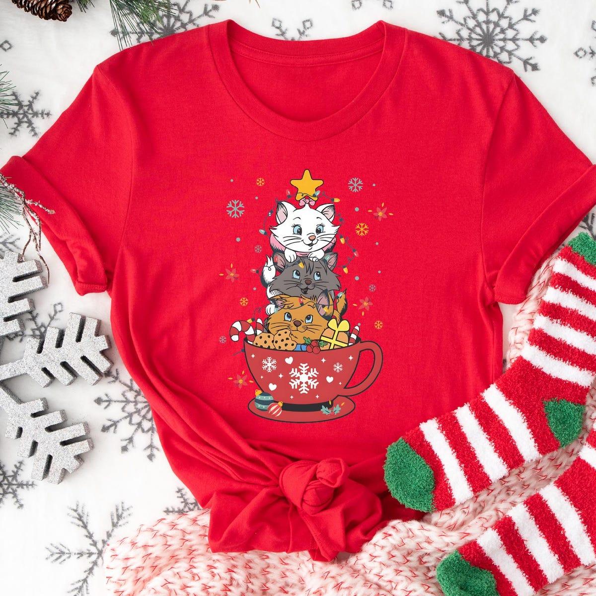 Aristocats Christmas Lights Marie Toulouse Berlioz Christmas Tree Kitten Shirt 6