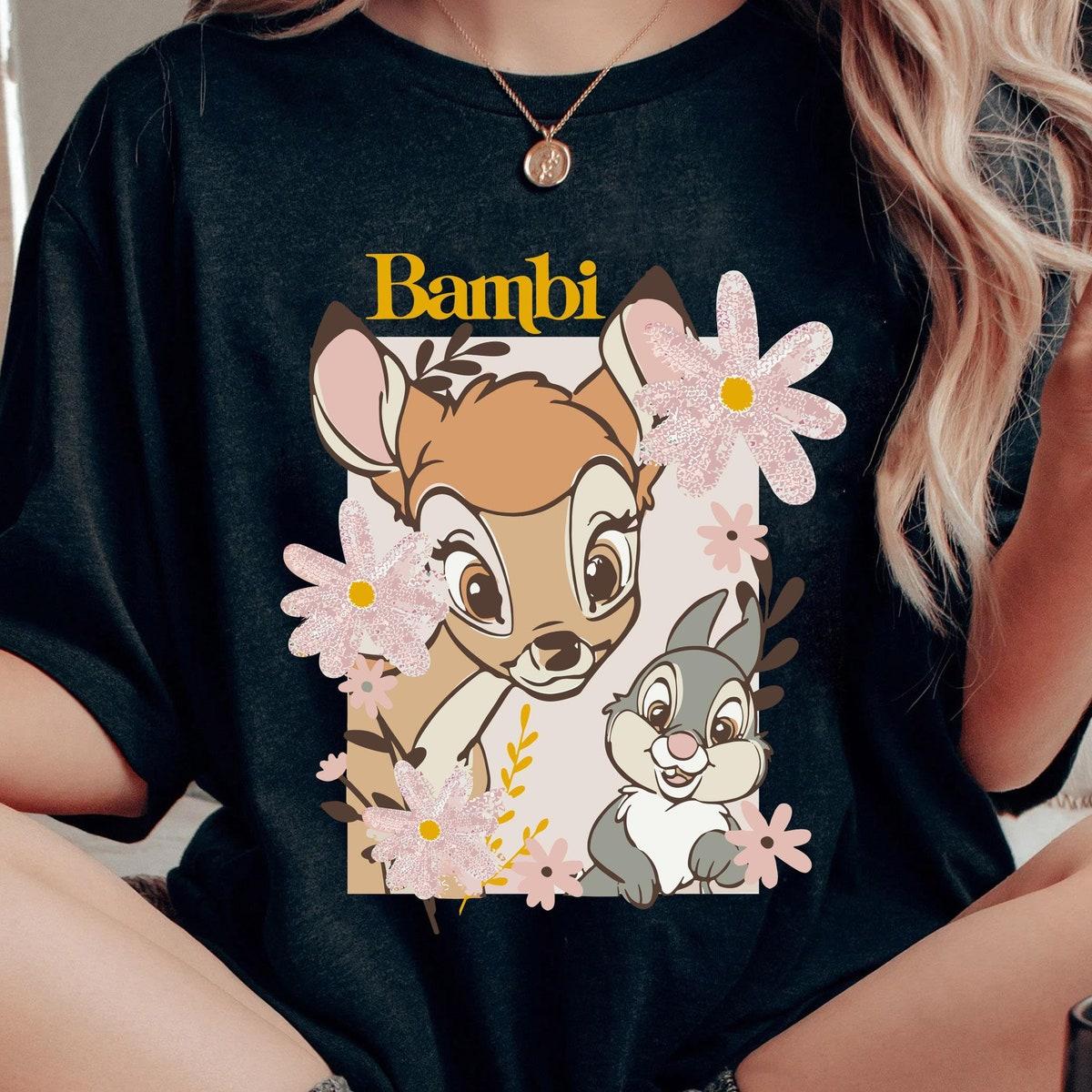 Bambi Deer And Thumper Rabbit Flowers Shirt 1