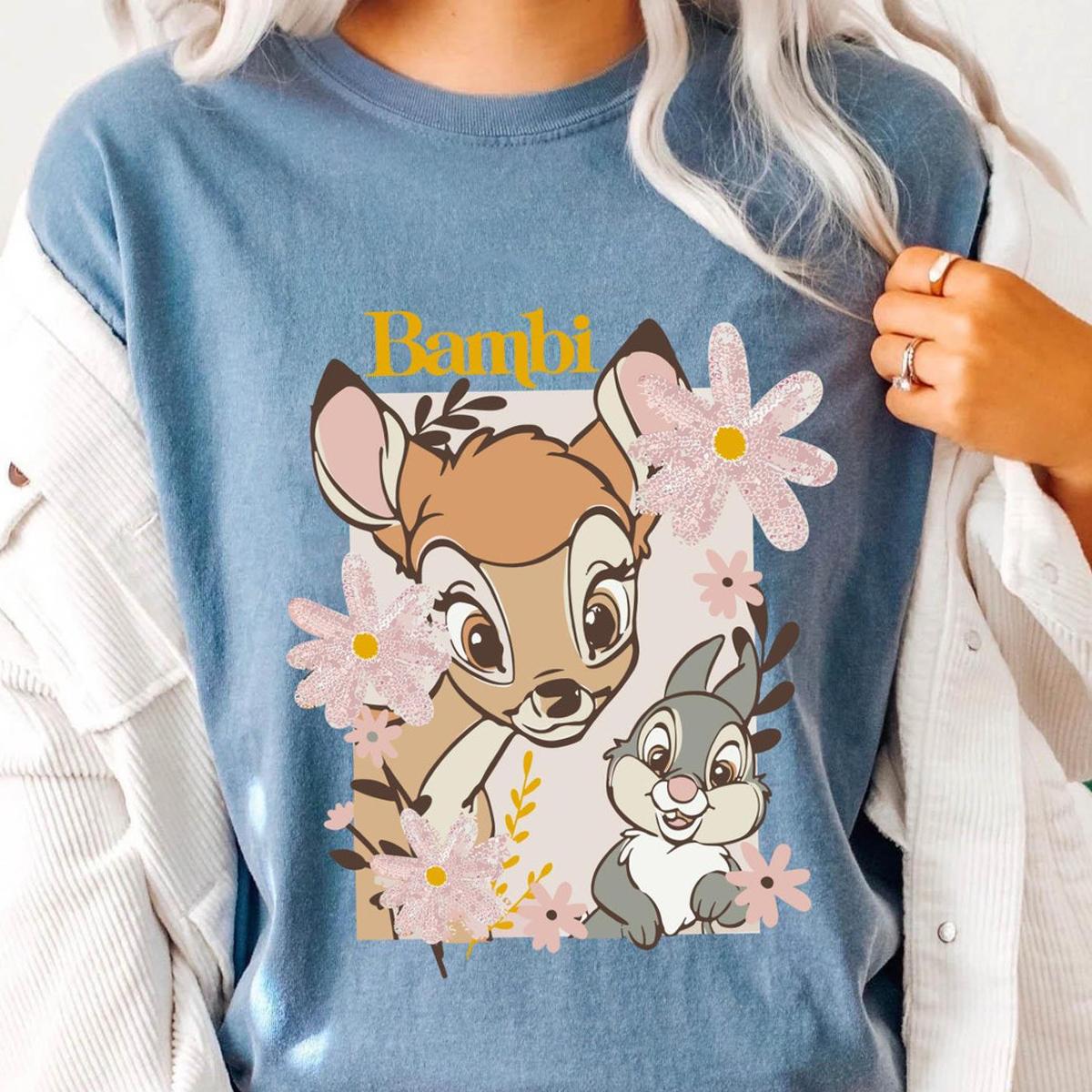 Bambi Deer And Thumper Rabbit Flowers Shirt 2