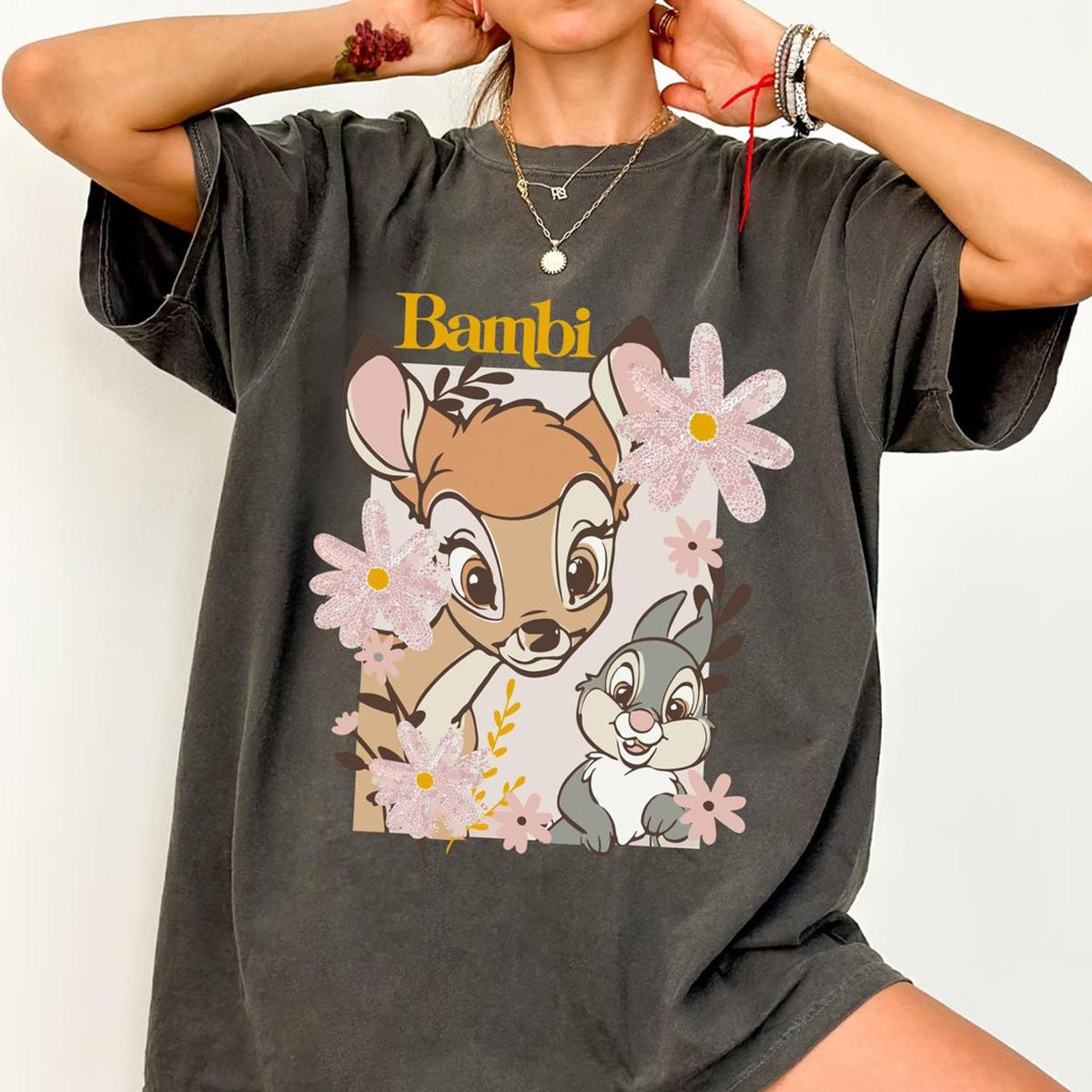 Bambi Deer And Thumper Rabbit Flowers Shirt 3