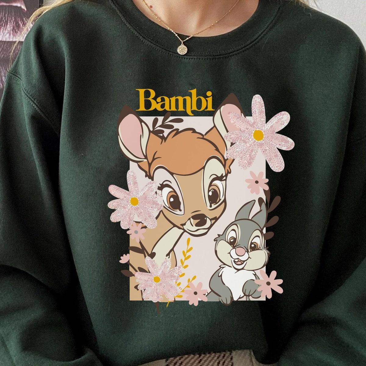 Bambi Deer And Thumper Rabbit Flowers Shirt 4