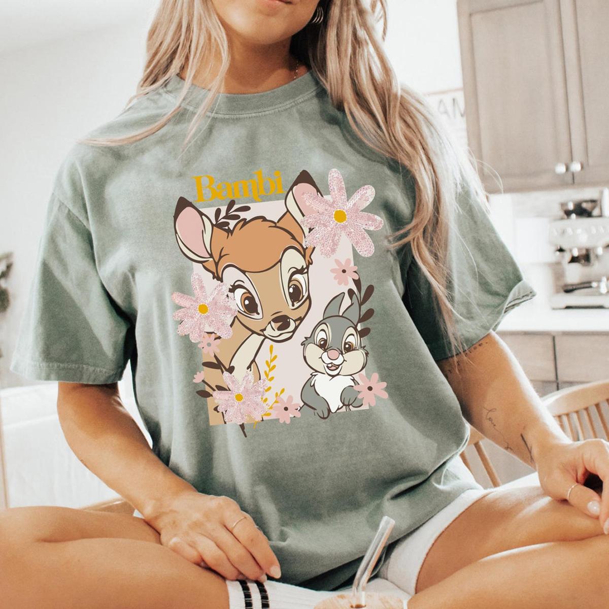 Bambi Deer And Thumper Rabbit Flowers Shirt 5