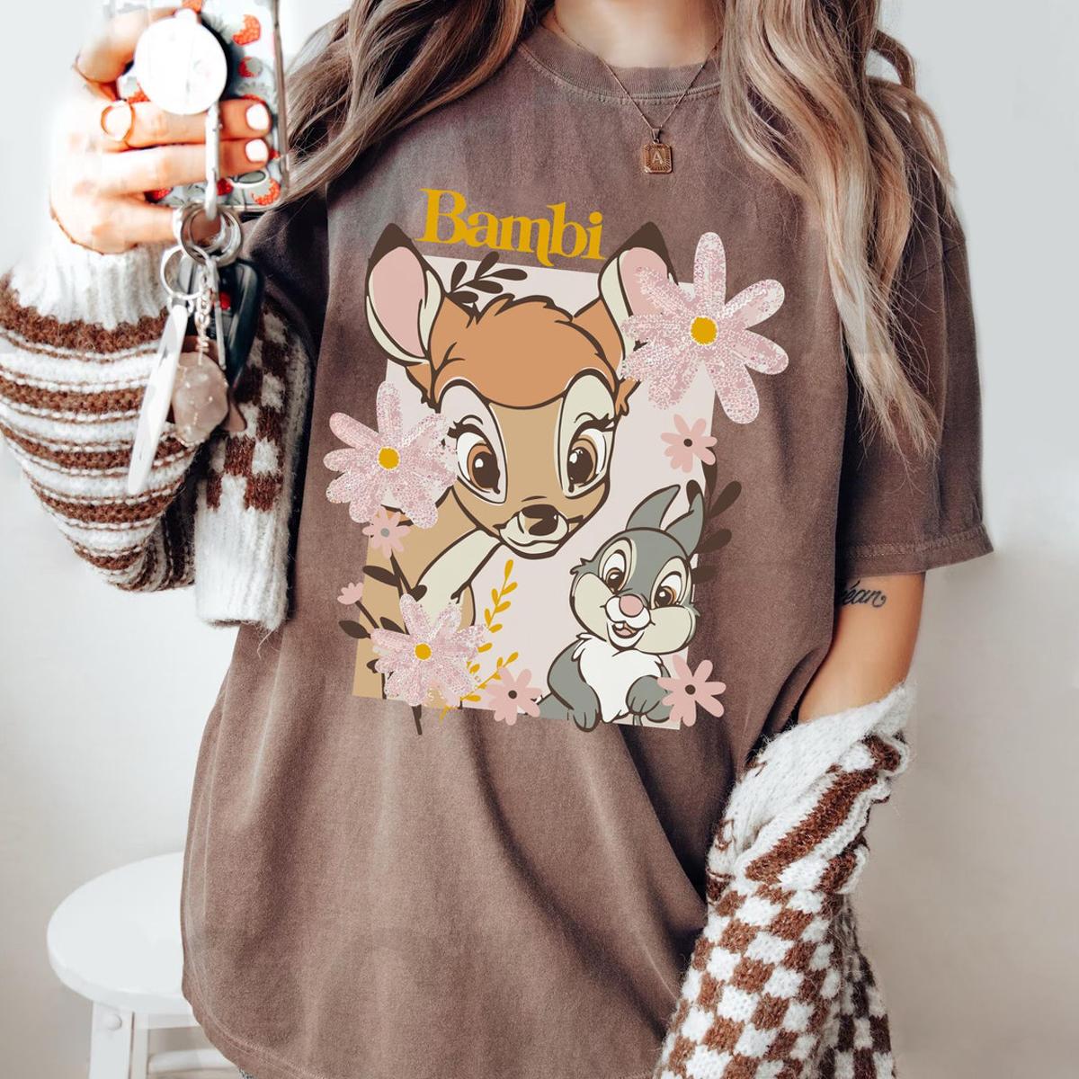 Bambi Deer And Thumper Rabbit Flowers Shirt 6