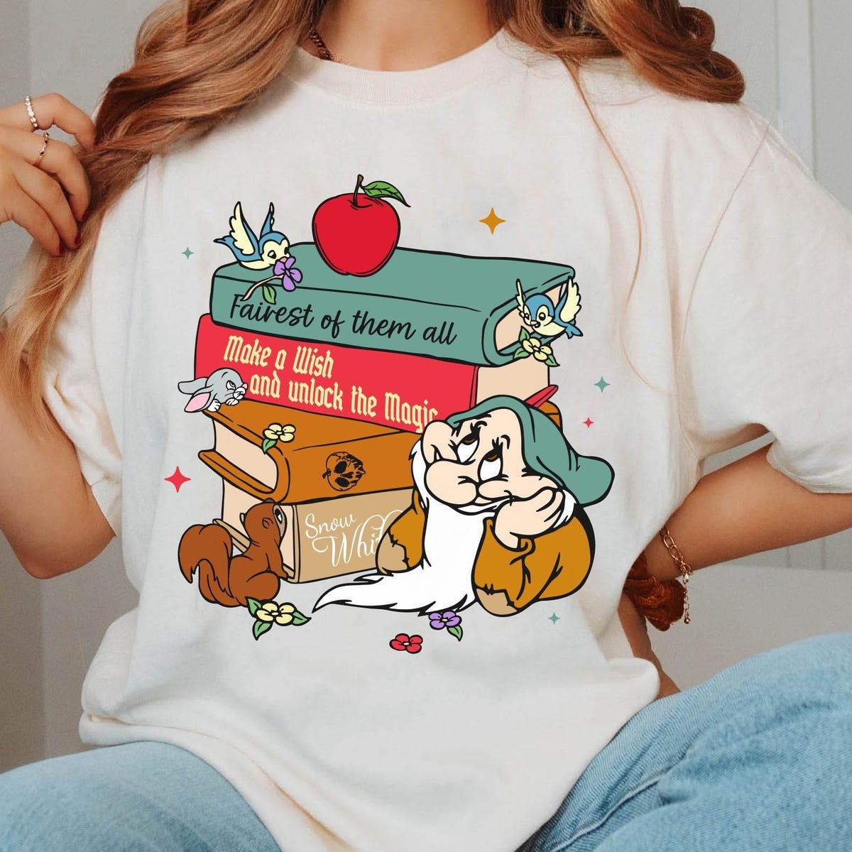 Bashful Dwarf With Books Disney Snow White And Seven Dwarfs Shirt 2