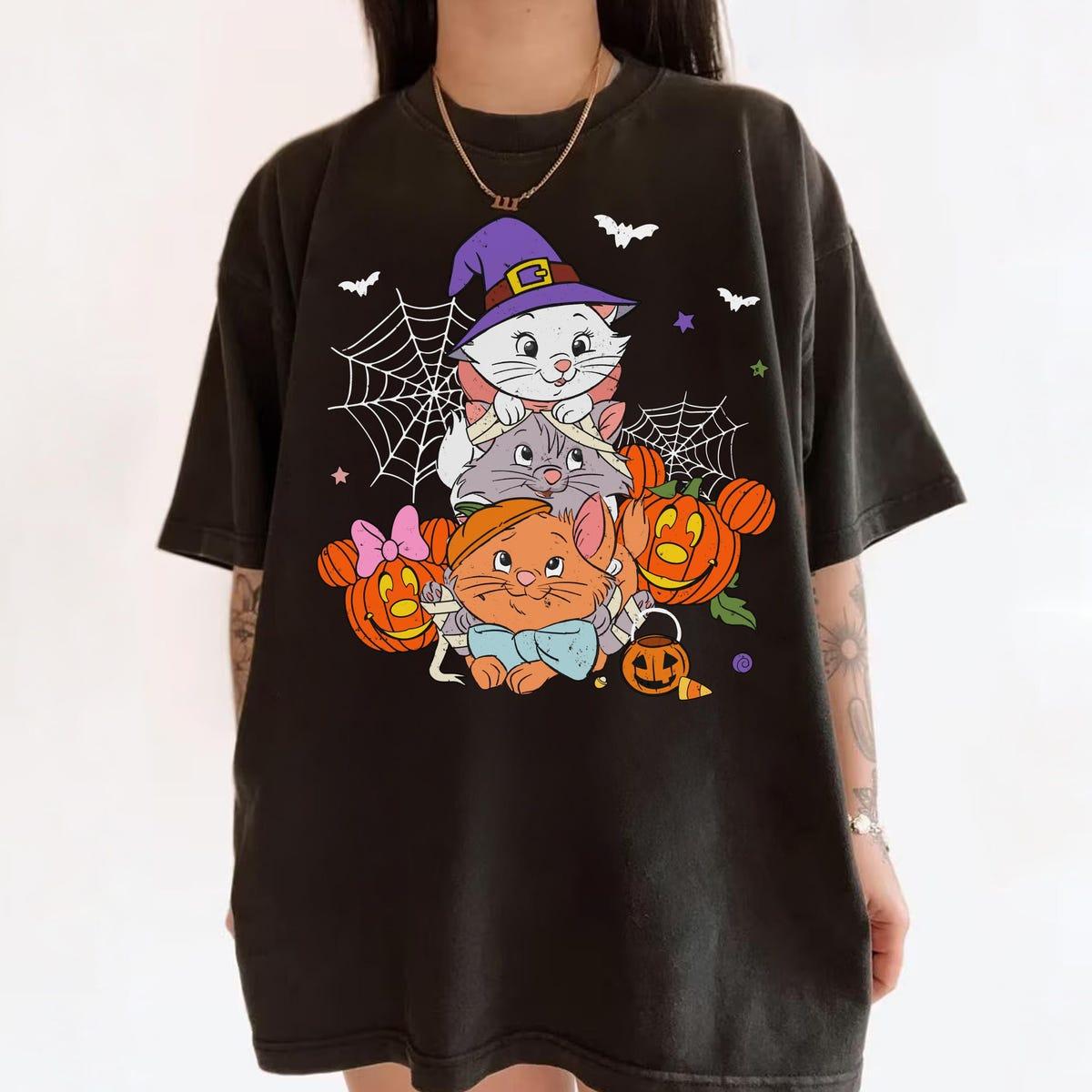 Berlioz Toulouse And Marie With Mickey Minnie Mouse Pumpkin Shirt 6