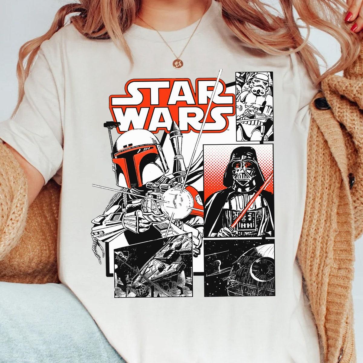 Boba Fett Darth Vader Comic Panels Star Wars Shirt 1