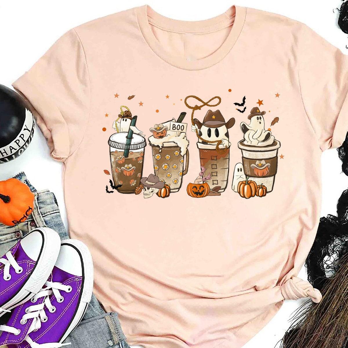 Boo Halloween Cute Ghosts In Coffee Shirt 1