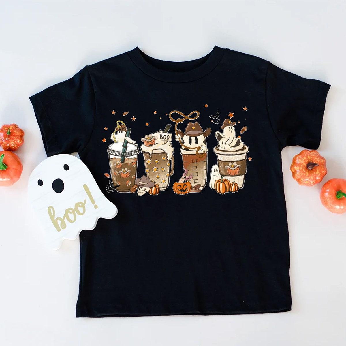 Boo Halloween Cute Ghosts In Coffee Shirt 4