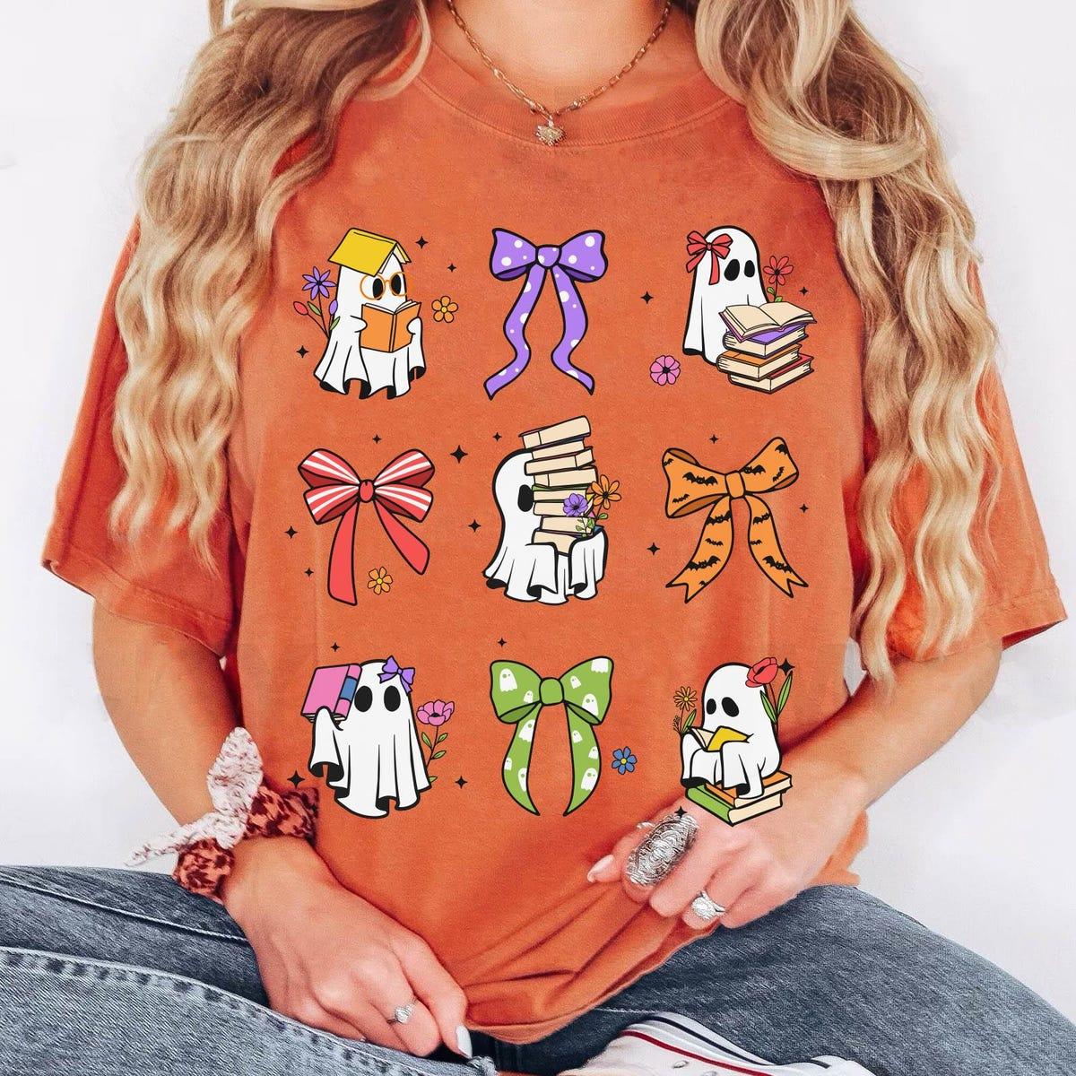 Boo With Book Coquette Bow Shirt 3