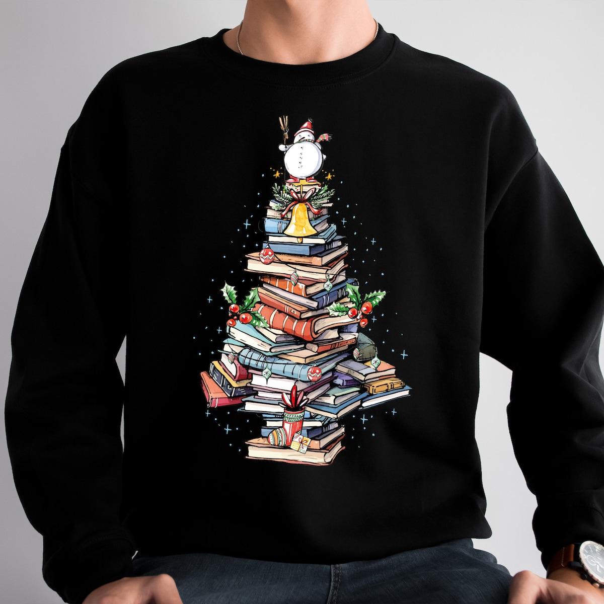 Book Christmas Tree Book Lover Christmas Shirt 6