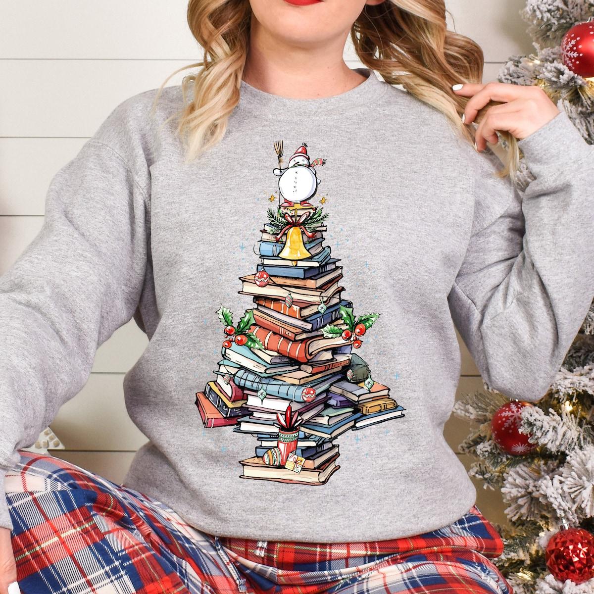 Book Christmas Tree Book Lover Christmas Shirt 7