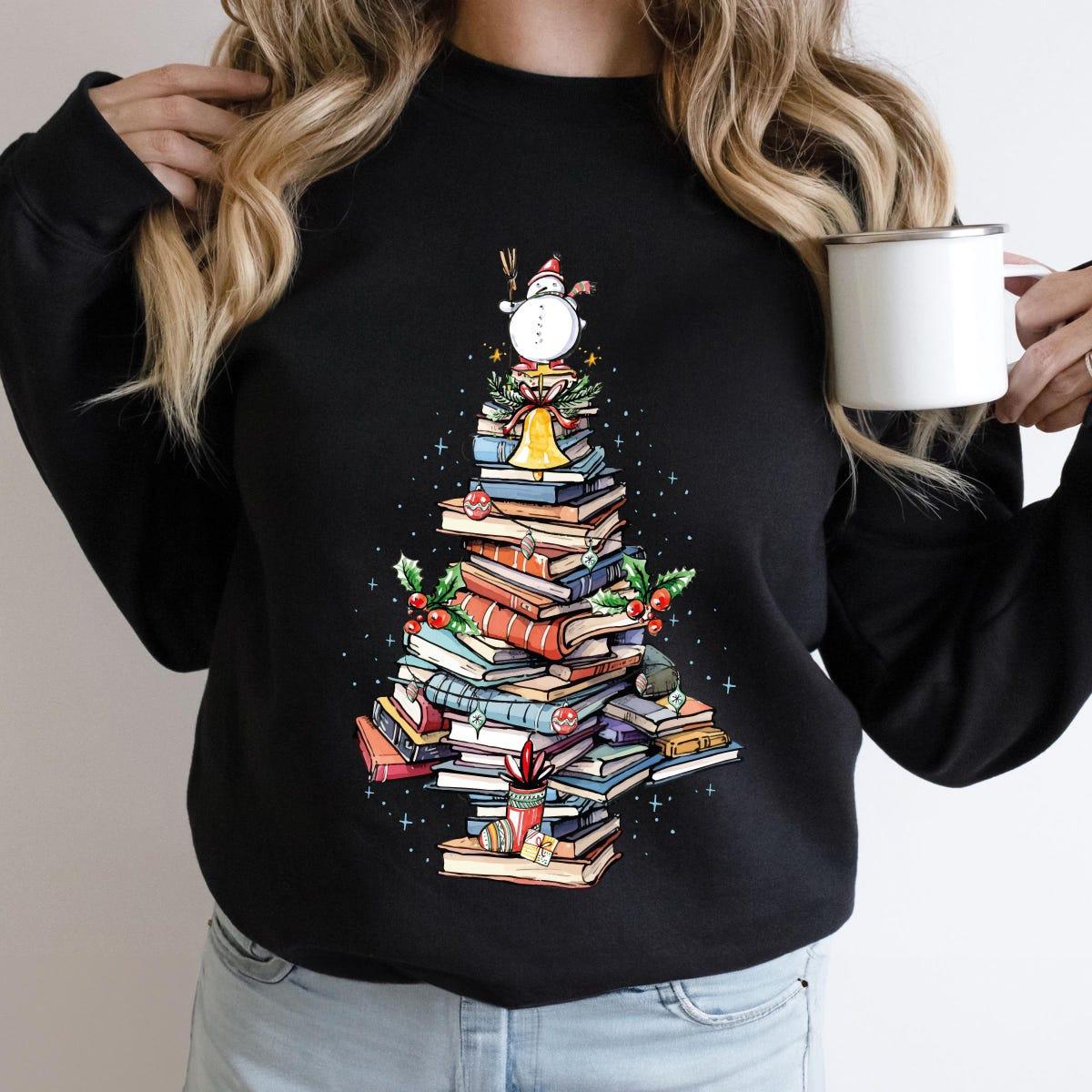 Book Christmas Tree Shirt Book Lover Christmas Tee 1