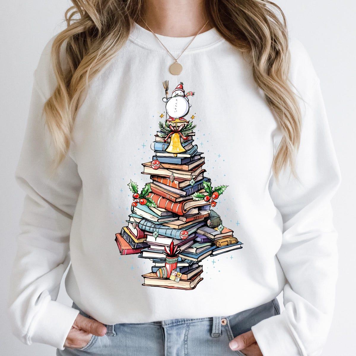 Book Christmas Tree Shirt Book Lover Christmas Tee 2