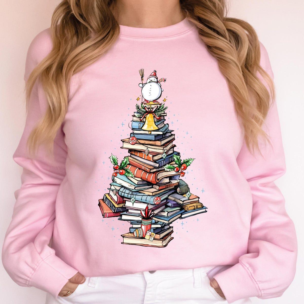 Book Christmas Tree Shirt Book Lover Christmas Tee 6