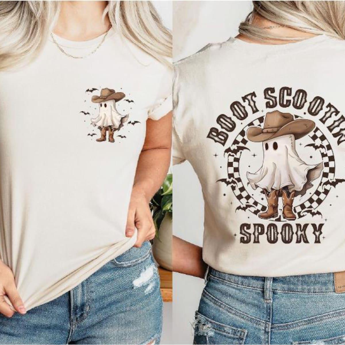 Boot Scooted Spooky Halloweentown Cow Ghost Shirt 1