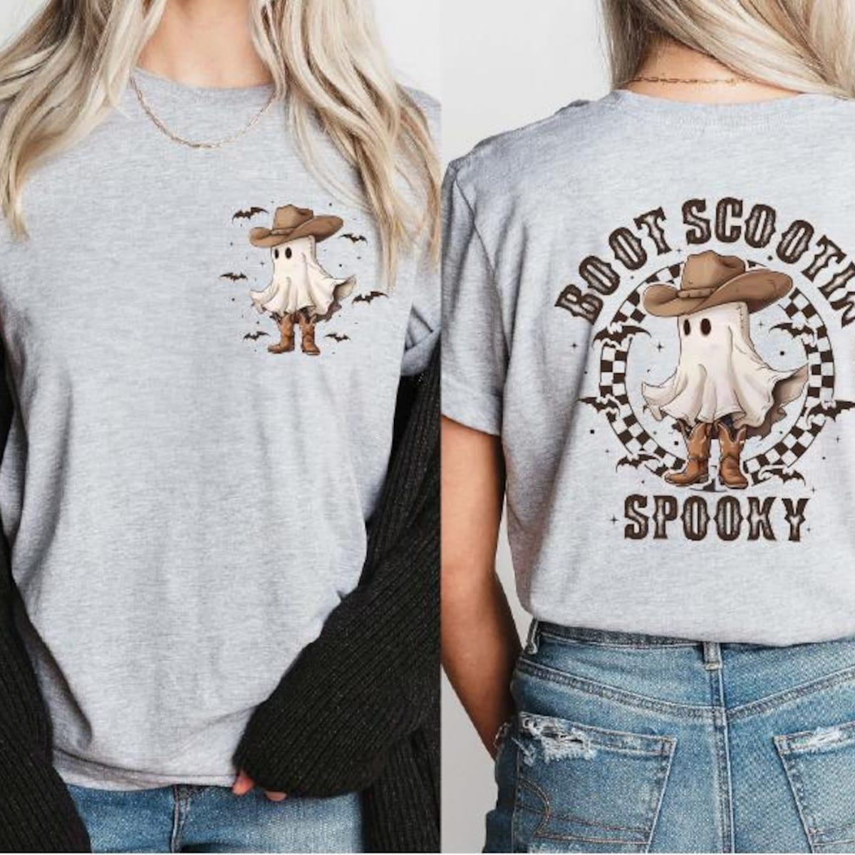 Boot Scooted Spooky Halloweentown Cow Ghost Shirt 2