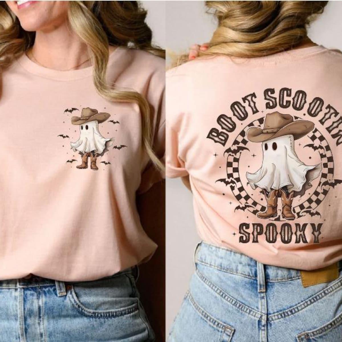 Boot Scooted Spooky Halloweentown Cow Ghost Shirt 4