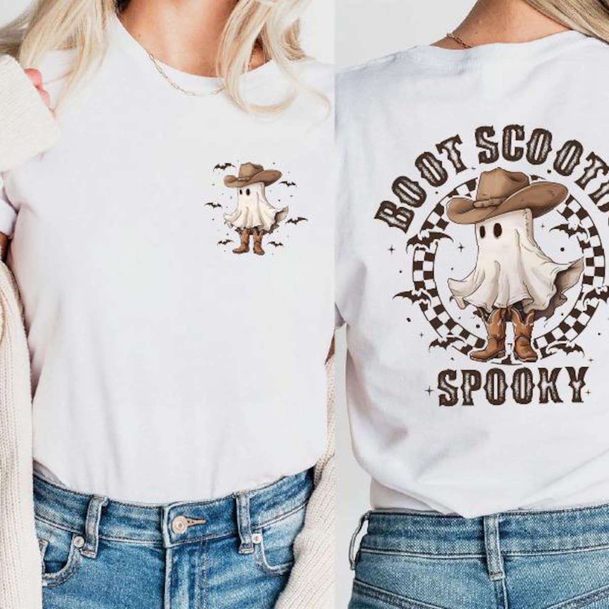 Boot Scooted Spooky Halloweentown Cow Ghost Shirt 5