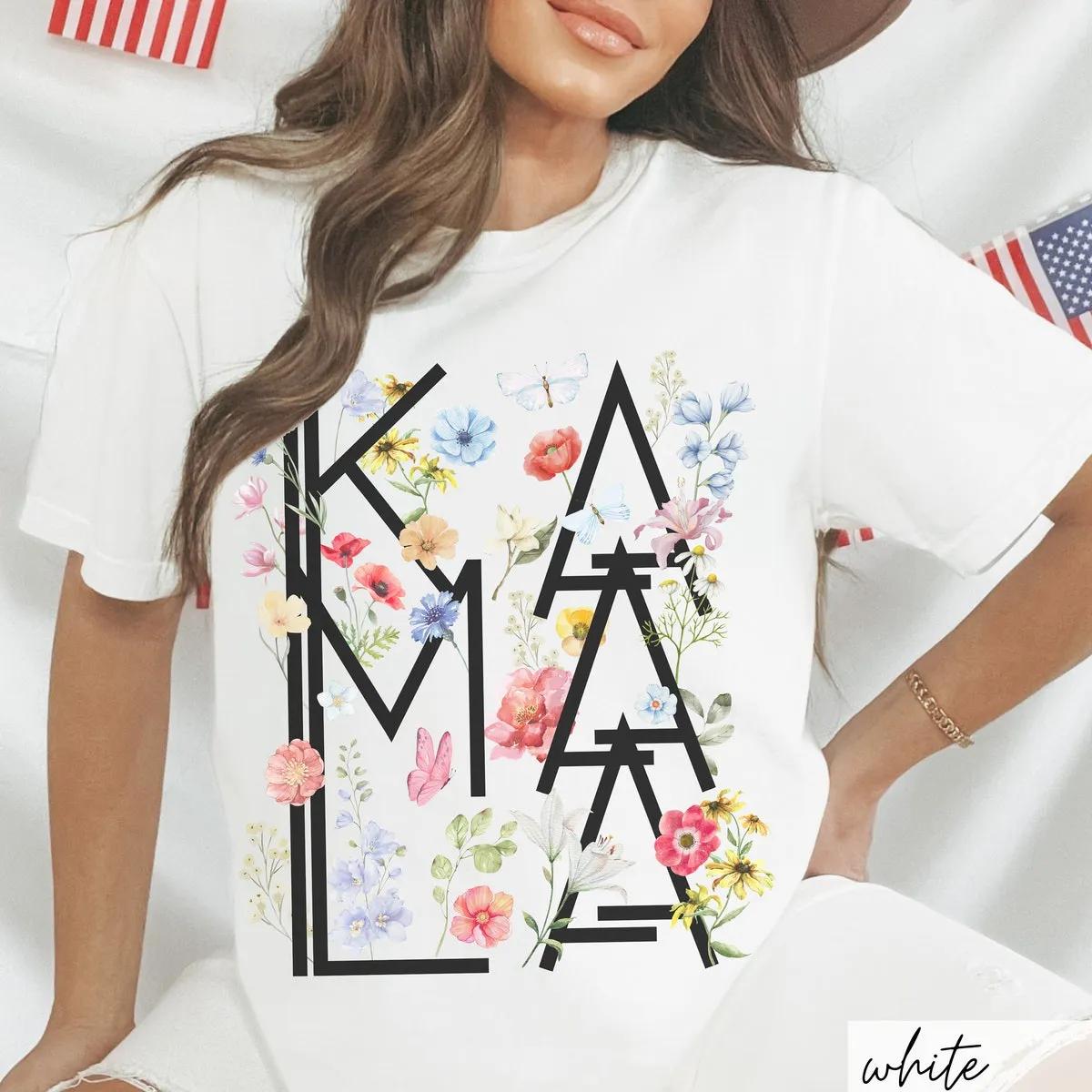 Botanical Kamala Patriotic Shirt Cottagecore Kamala Harris Voting 2024 Tee 2