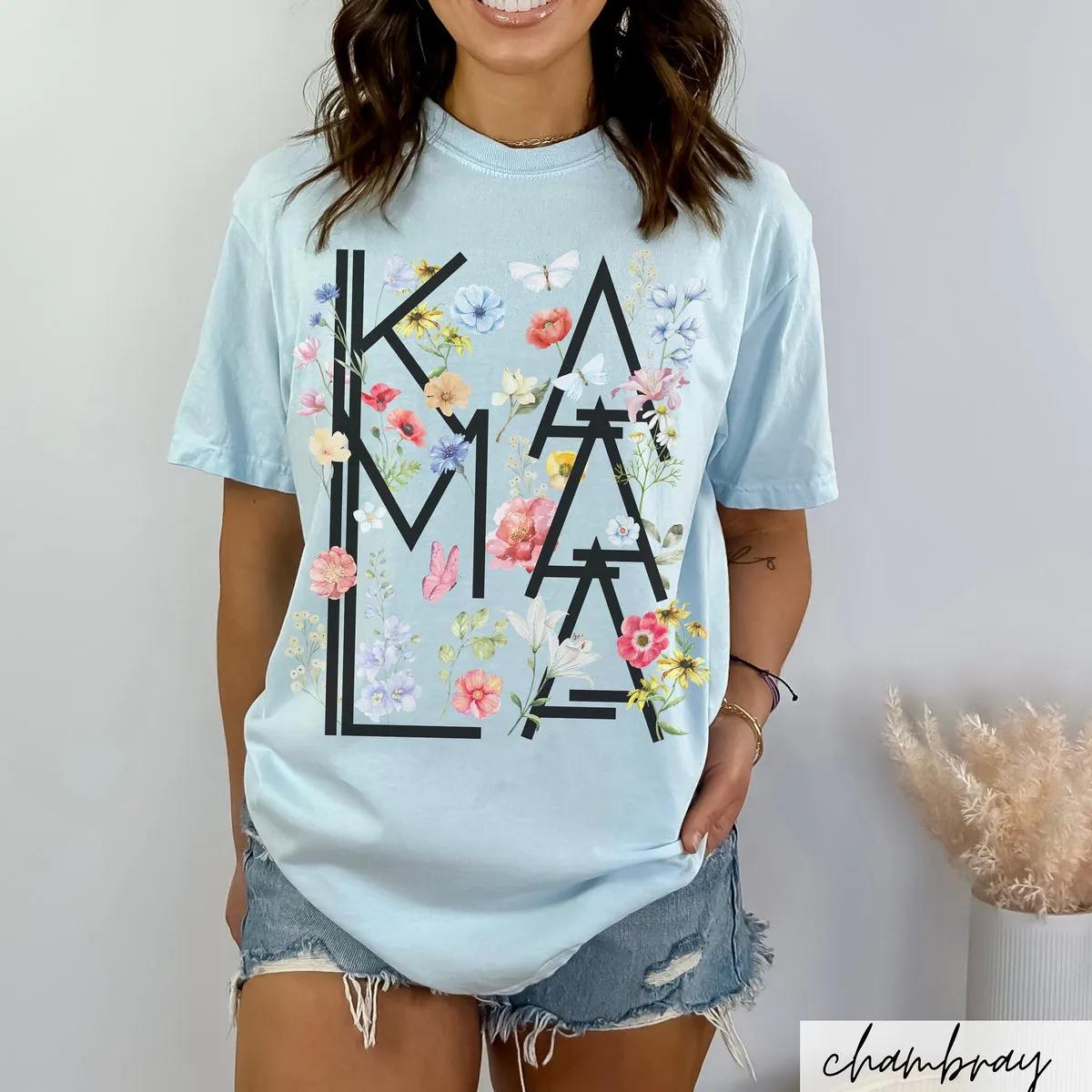 Botanical Kamala Patriotic Shirt Cottagecore Kamala Harris Voting 2024 Tee 5