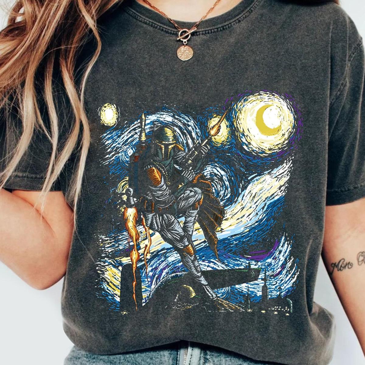 Bounty Hunter Boba Fett Starry Night Star Wars Shirt 1