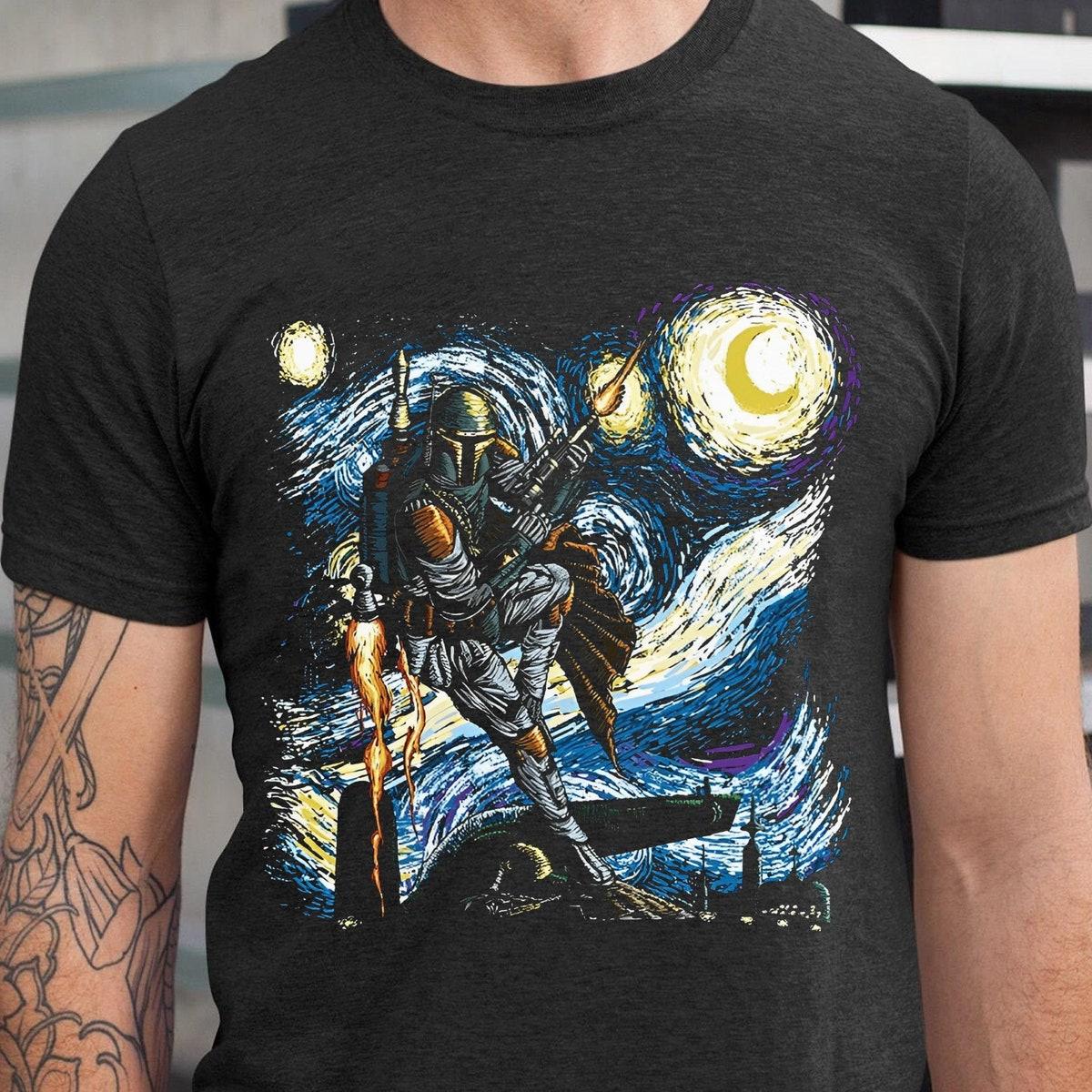 Bounty Hunter Boba Fett Starry Night Star Wars Shirt 2