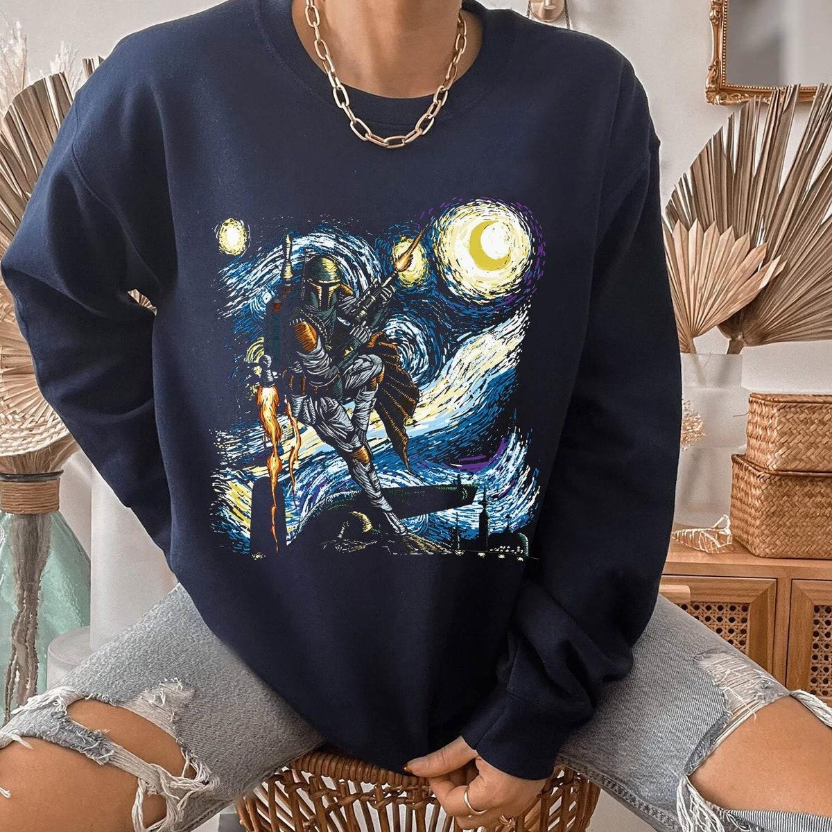 Bounty Hunter Boba Fett Starry Night Star Wars Shirt 3