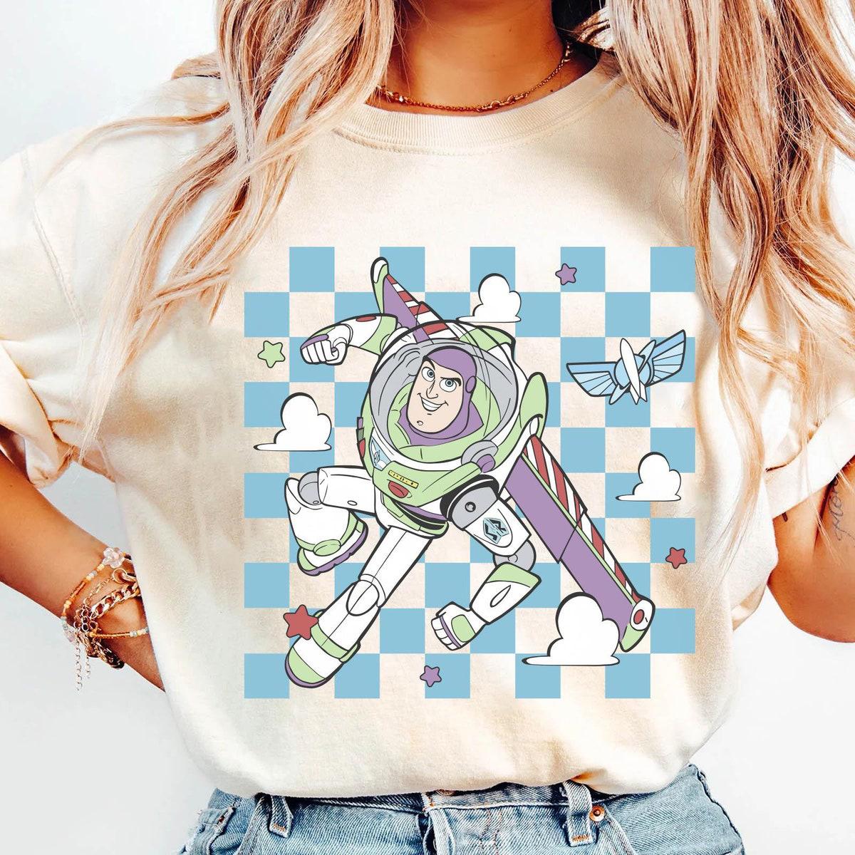 Buzz Lightyear Checkered Toy Story Disney Washed Shirt 2