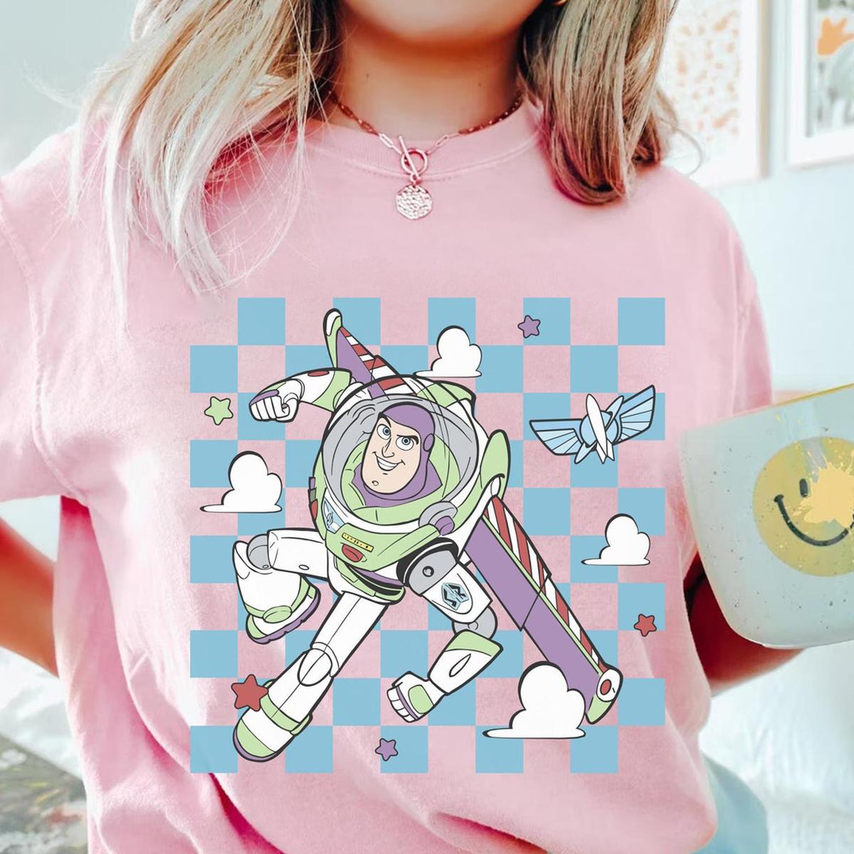 Buzz Lightyear Checkered Toy Story Disney Washed Shirt 4