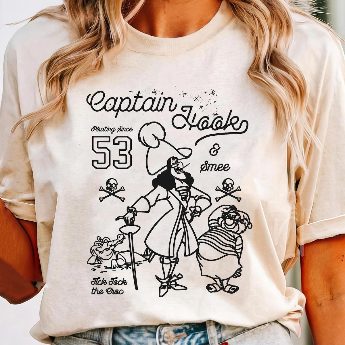 Captain Hook And Mr Smee Outline Sketch Shirt 1