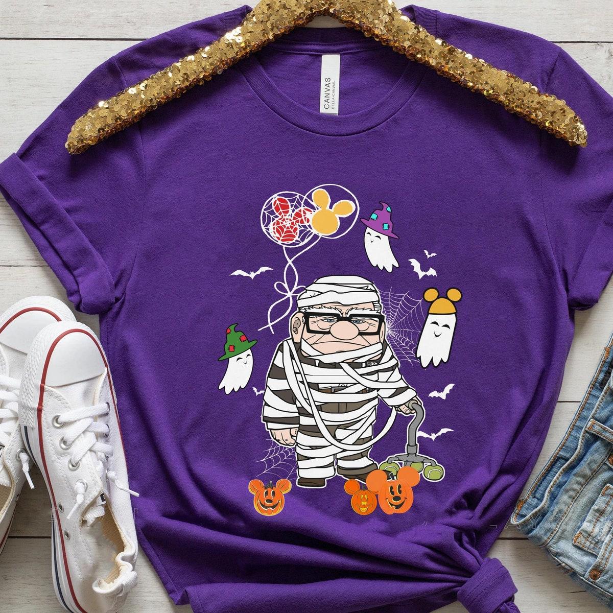 Carl Mummy Costume With Mickey Pumpkin Boo Ghost Up Halloween Shirt 1