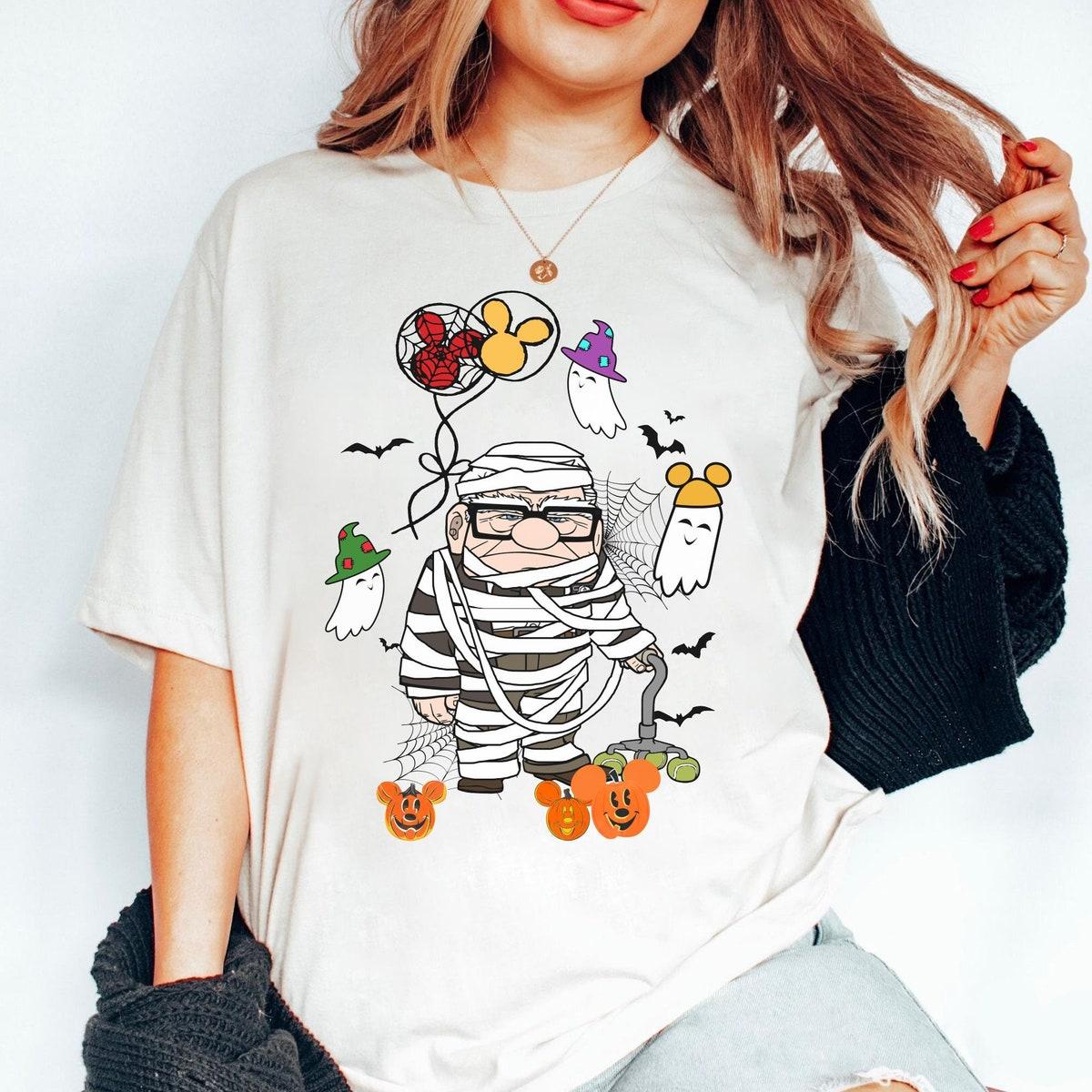 Carl Mummy Costume With Mickey Pumpkin Boo Ghost Up Halloween Shirt 2