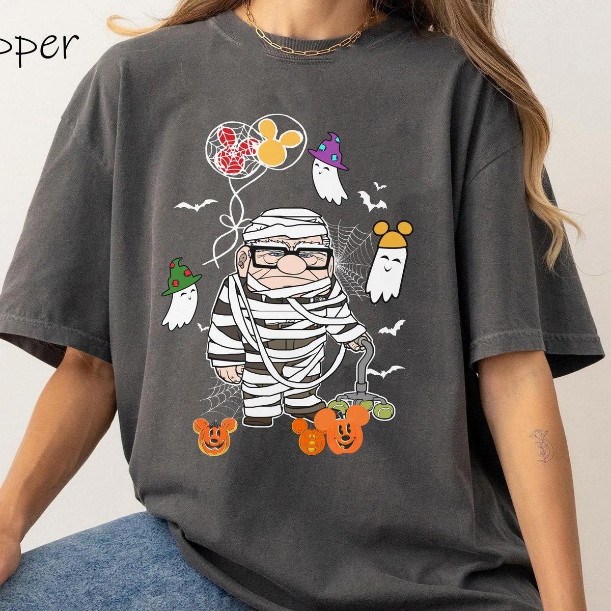 Carl Mummy Costume With Mickey Pumpkin Boo Ghost Up Halloween Shirt 3