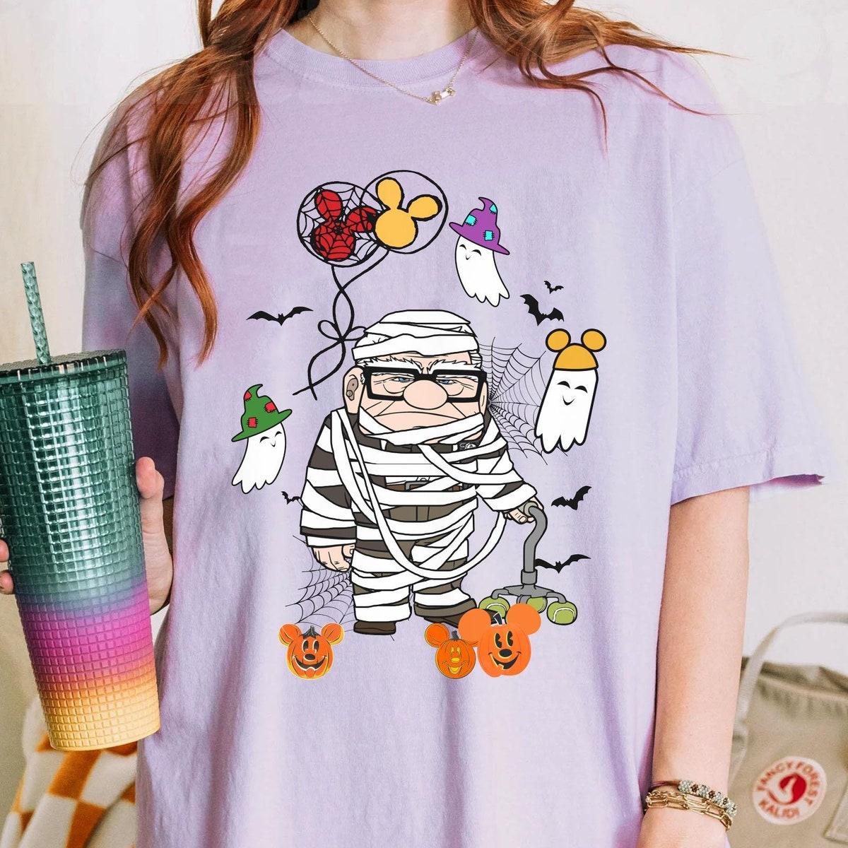 Carl Mummy Costume With Mickey Pumpkin Boo Ghost Up Halloween Shirt 4