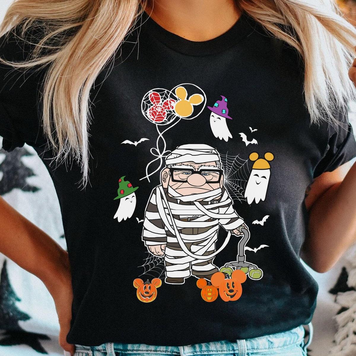 Carl Mummy Costume With Mickey Pumpkin Boo Ghost Up Halloween Shirt 5